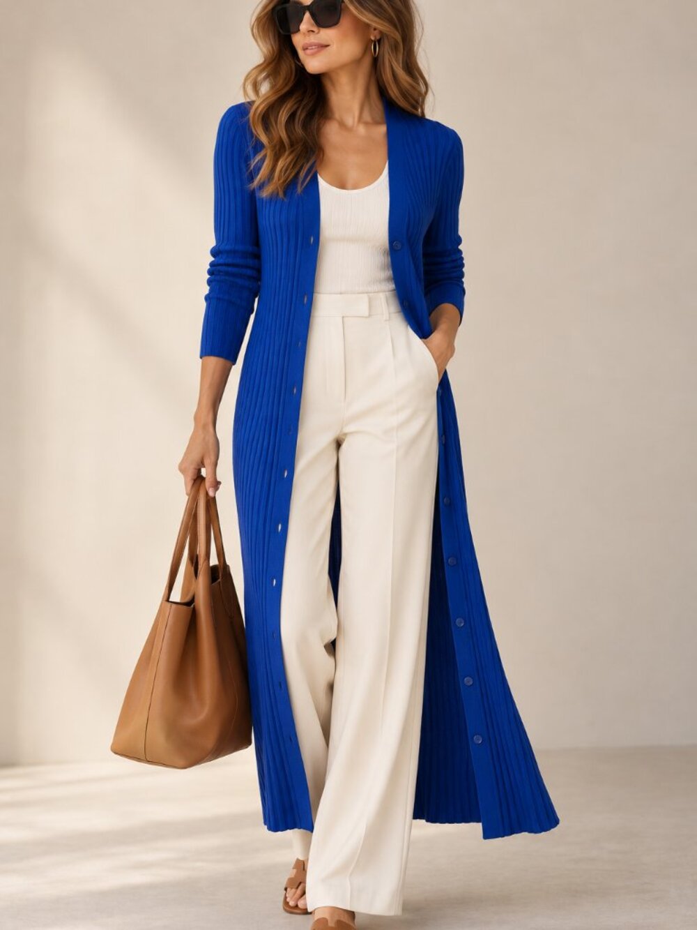 Ted Baker Nardaa Cobalt Blue Ribbed Longline Cardigan Dress S